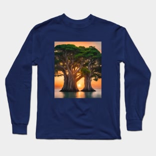 Majestic Banyan Tree Island Sunset Long Sleeve T-Shirt